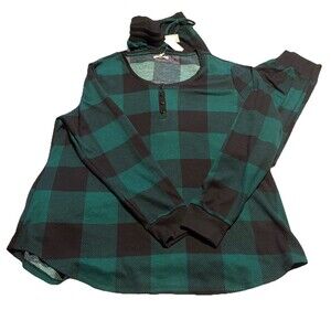 Maurices Women’s 2X Green Blk Plaid Pajamas Set Christmas Gifts Comfy Relax New